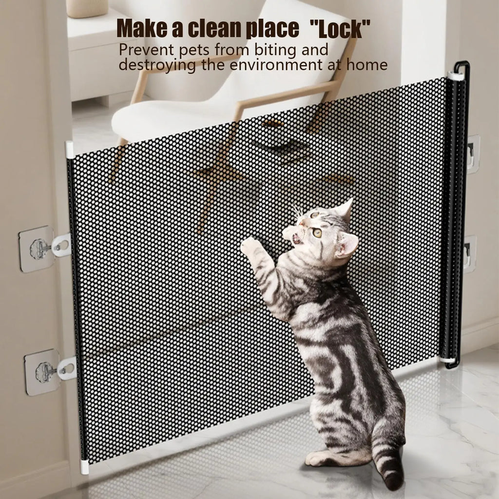 Retractable Pet Gate No Drilling Door Barrier Indoor Retractable Stair Barrier for Home