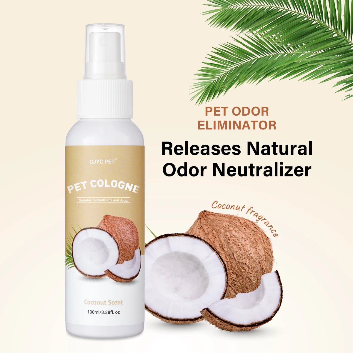 Pet Deodorizing Spray Coconut Scent 100ml Dog Cologne Long Lasting Fragrance