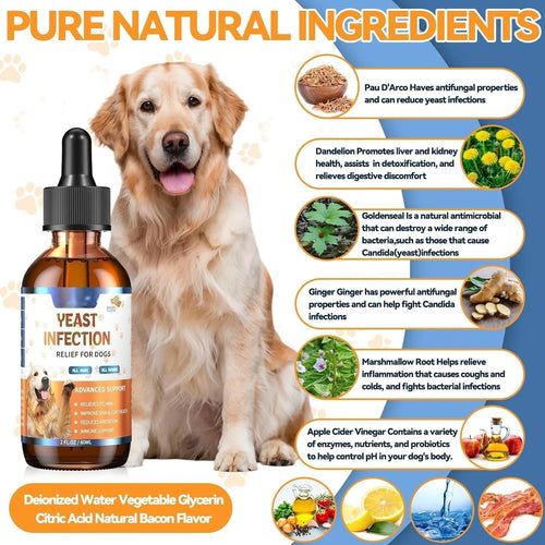 60ml Natural Yeast Relief Supplements for Dogs Itch Relief Dog Ear Discomfort