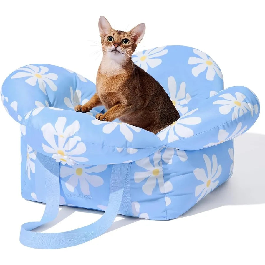 Portable and Washable Pet Car Seat for Small Dogs and Cats Compact Travel Carrier Bed with Safety ClipOn Leash for Secure and C