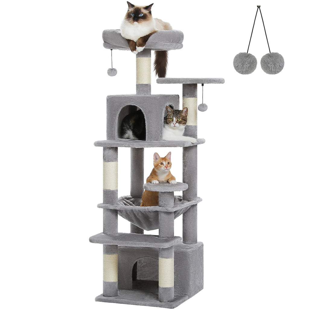 Large Cat Tree and Tower for Indoor Cats With Sisal-Covered Scratching Posts