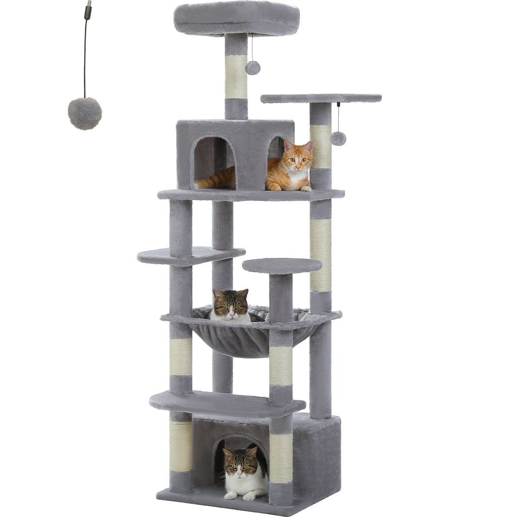 Large Cat Tree and Tower for Indoor Cats With Sisal-Covered Scratching Posts