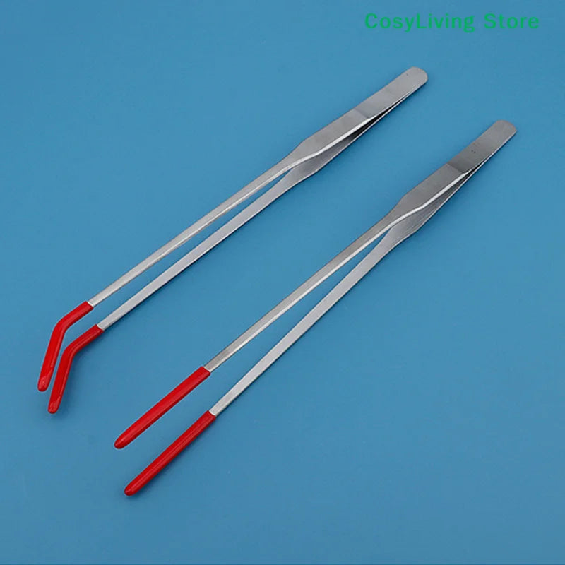 Reptile Feeding Tongs With Rubber Tip Stainless Steel Aquarium Tweezers Fish Tank Cleaning Tools Snakes Enclosure Accessories