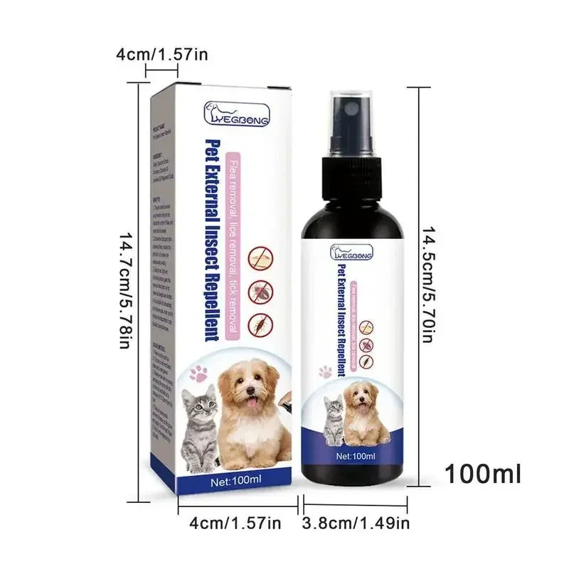 Pet Flea Removing Spray for Cats and Dogs Skin Cleaning for Pets External Lice Repelling