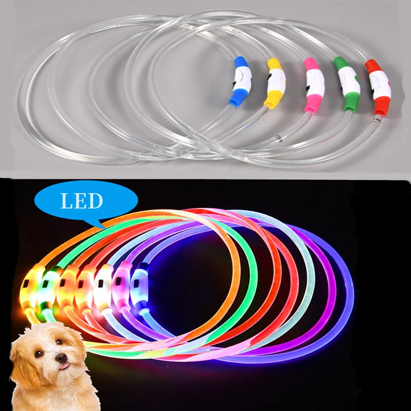 Luminous Dog Collar Light Charge Cat Necklace, Led Fashion Flashing DIY