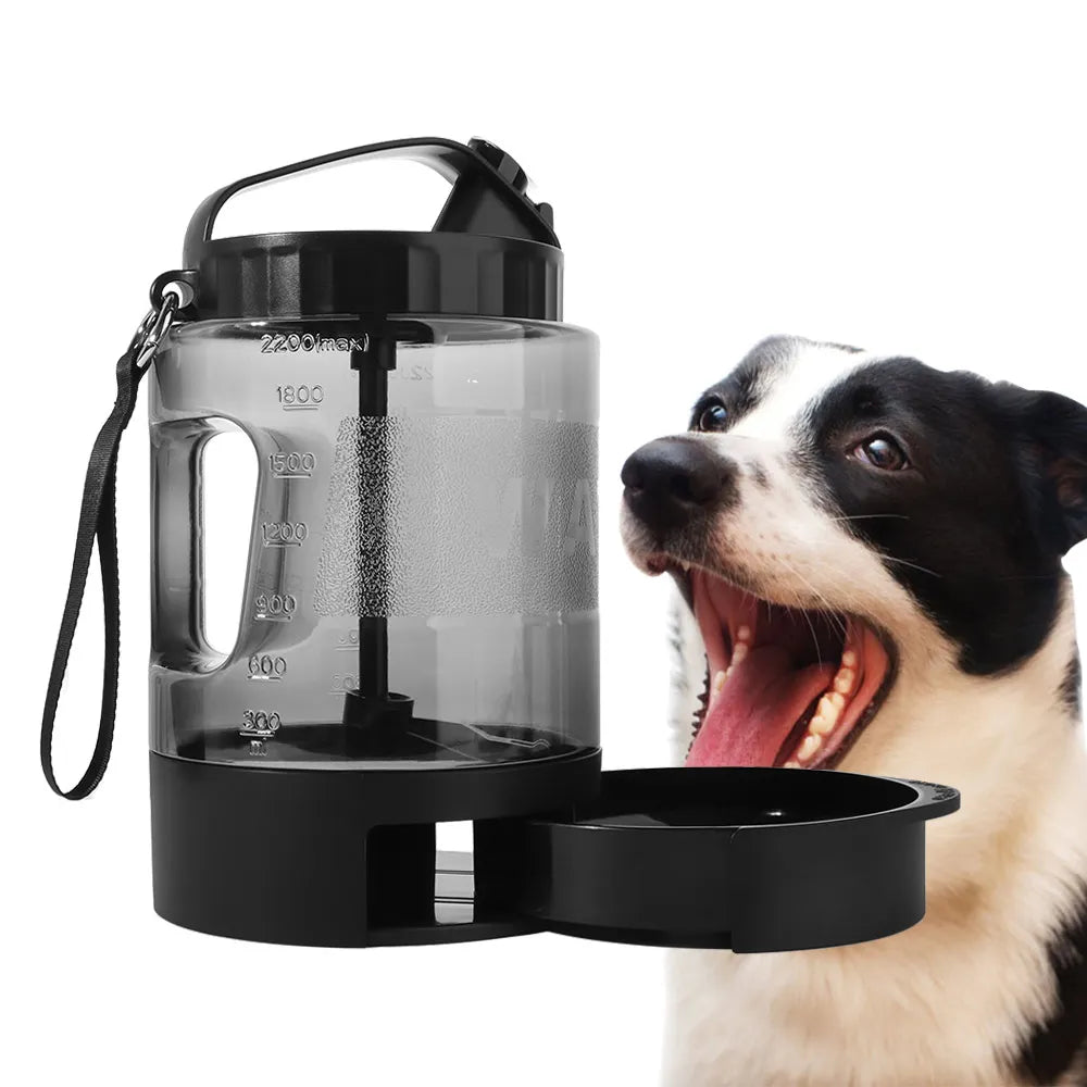 Pet Supplies 77oz/2.2L Pet Drink Travel Bowl 2-in-1 Portable Cats Water Feeder Bowls Leak Proof
