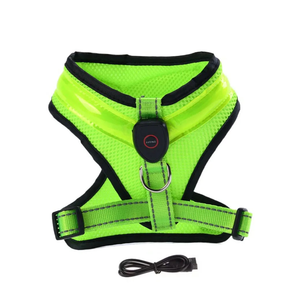 Pet Dog Supplies Luminous Pet LED Harness Rechargeable Breathable