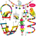 7PCS Bird Toy Wood Parrot Toys Set Cage Bird Accessories Swing Suspension