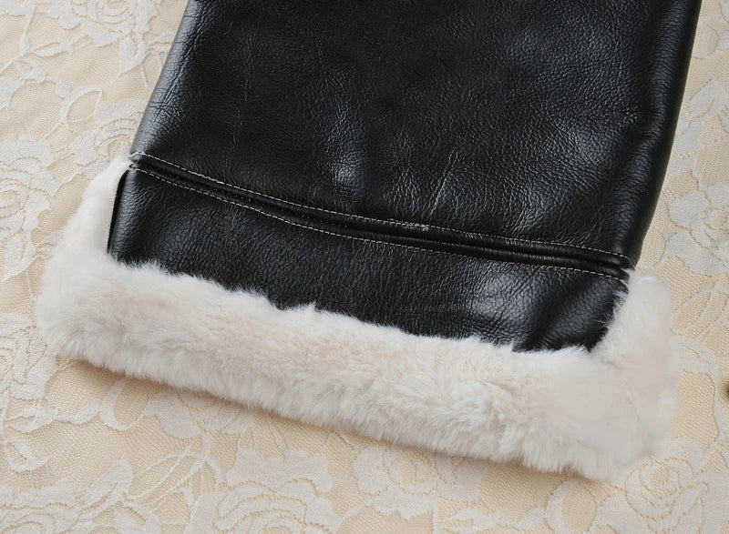 Winter Dog Clothes Pet Dog Plus Velvet Warm Thickening Leather Coat Jacket