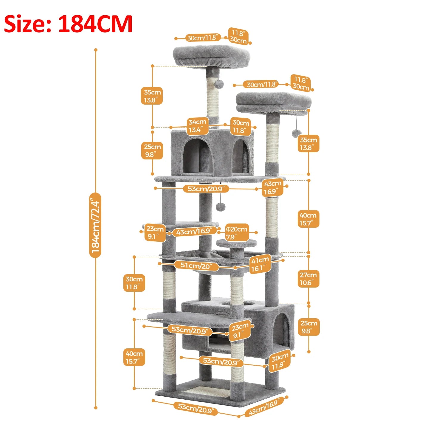 Large Cat Tree and Tower for Indoor Cats With Sisal-Covered Scratching Posts