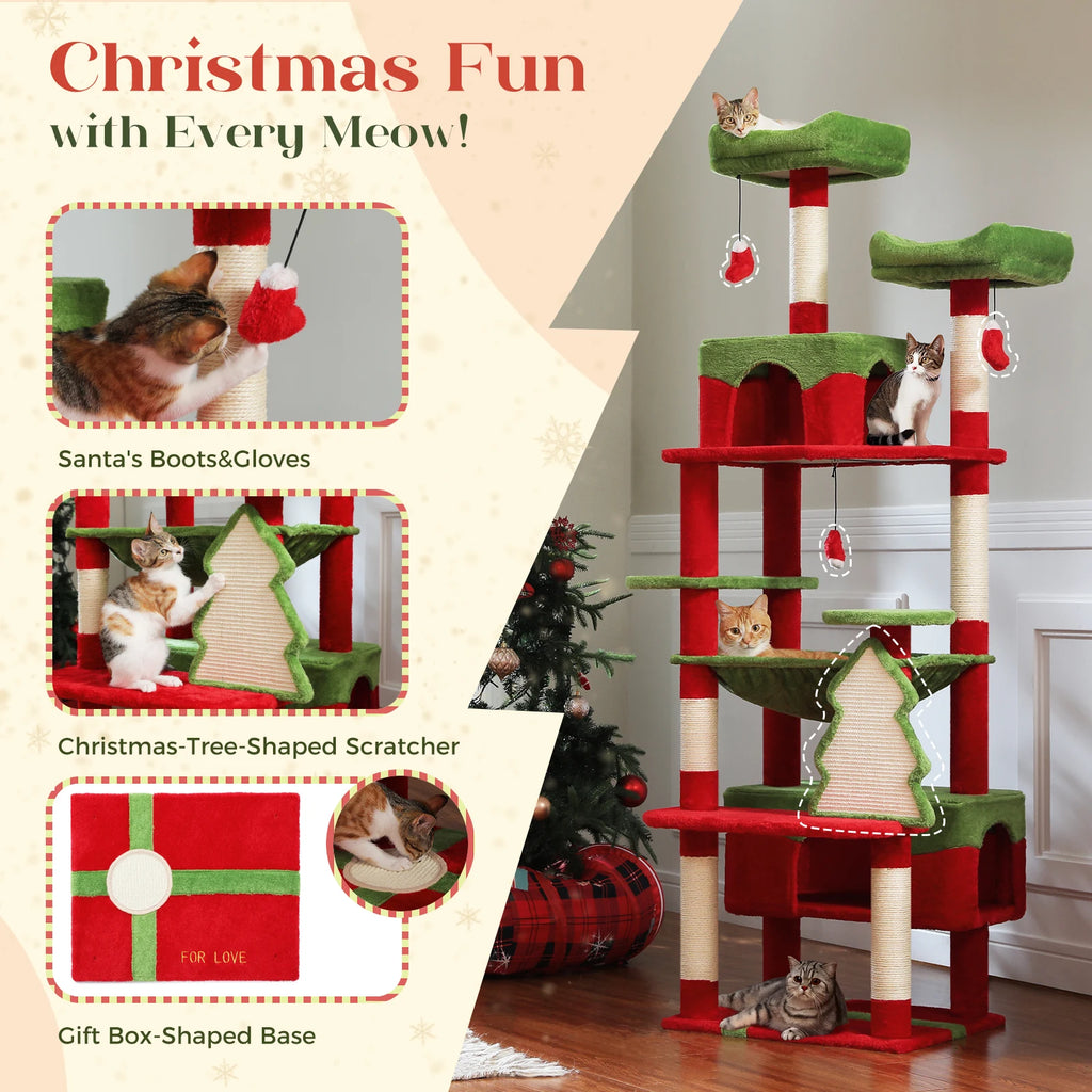 Large Cat Tree and Tower for Indoor Cats With Sisal-Covered Scratching Posts