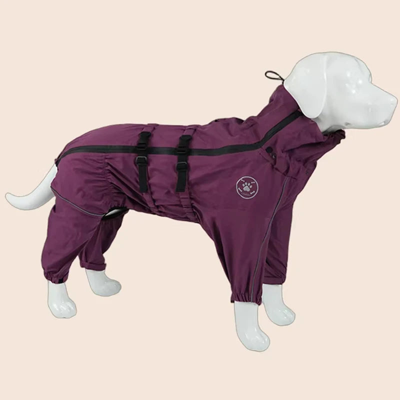 Waterproof Pet Dog Jacket Reflective Rain Dog Coat Red Dog Jumpsuits