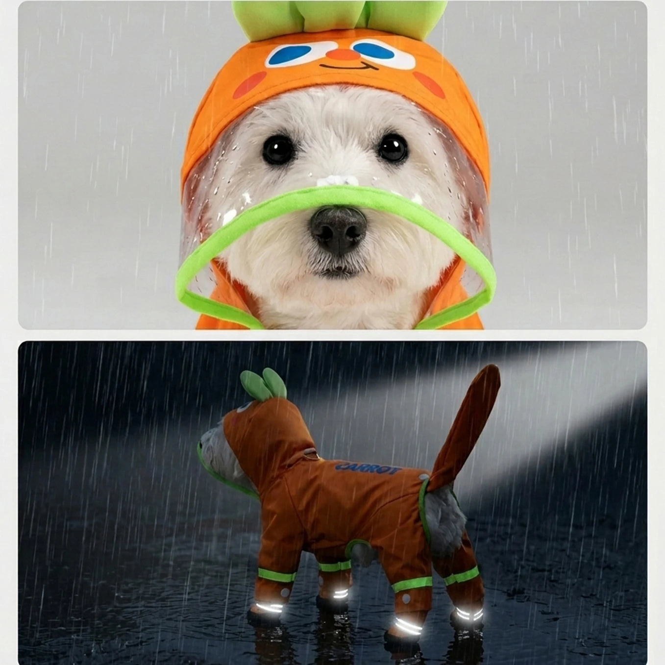 Orange Carrot Dog Raincoat Four Legged Waterproof All Inclusive Clothing Summer Rainy Day