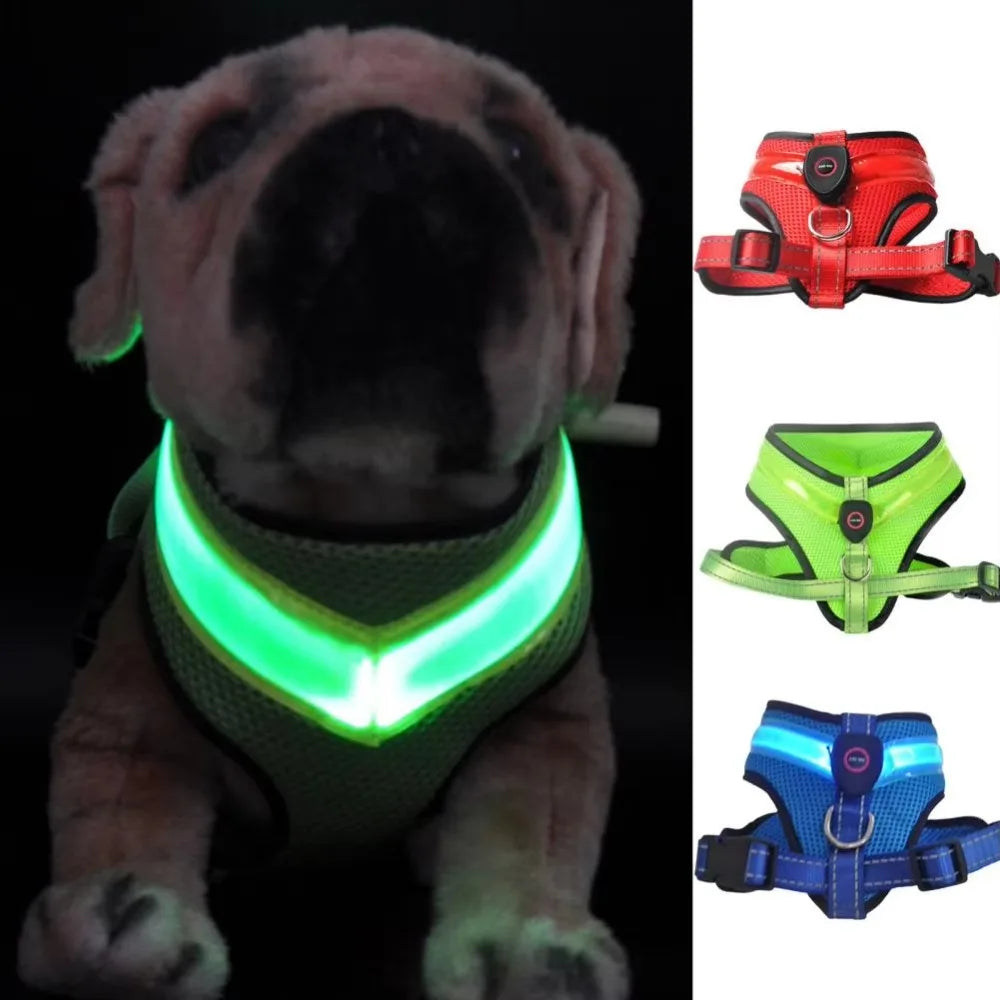 Pet Dog Supplies Luminous Pet LED Harness Rechargeable Breathable