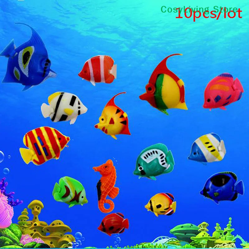 10Pcs Aquarium Fish Tank Artificial Fake Floating Fish Pet Decor Ornaments