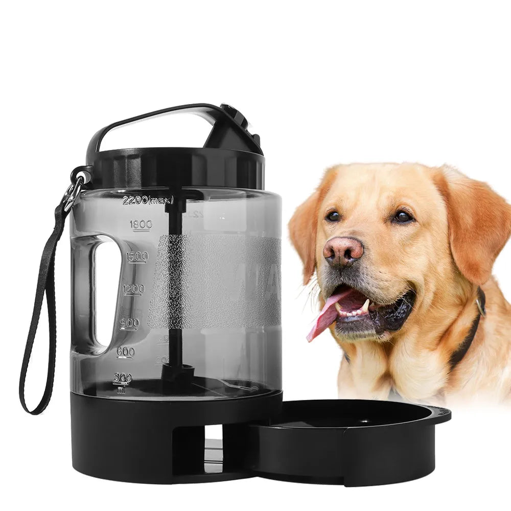 Pet Supplies 77oz/2.2L Pet Drink Travel Bowl 2-in-1 Portable Cats Water Feeder Bowls Leak Proof
