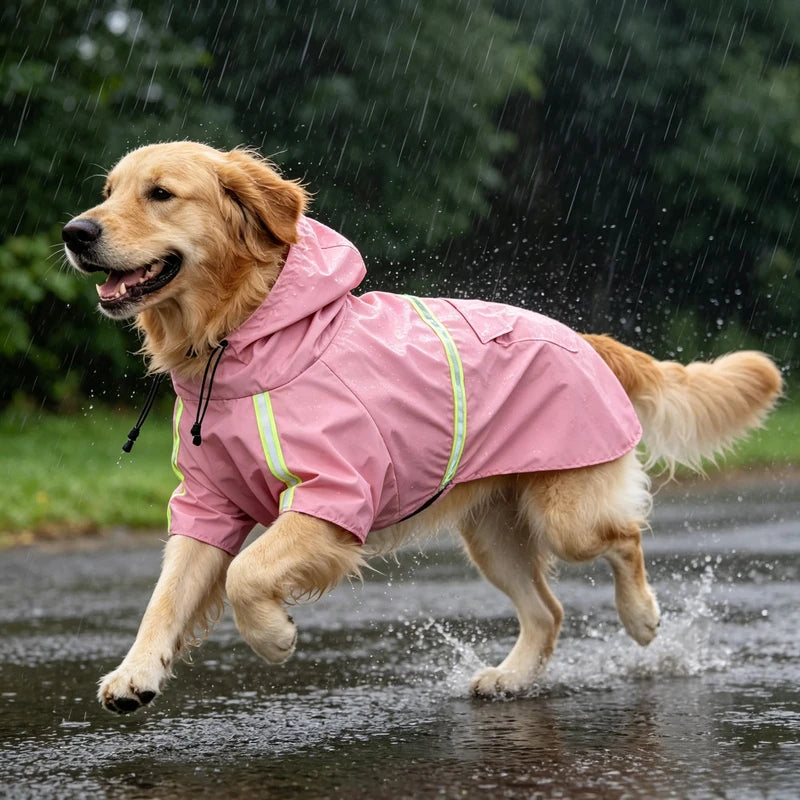 Large Dog Raincoat Corgi Cloak Style Puppy Waterproof Dog Clothes Reflective