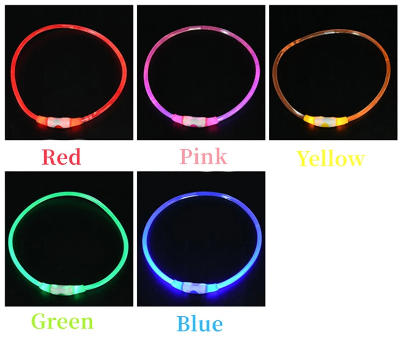 Luminous Dog Collar Light Charge Cat Necklace, Led Fashion Flashing DIY