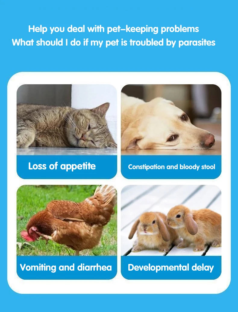 Fast-acting Deworming Medicine For Dogs, Cats, Pigs, Sheep, Eliminates Ticks, Fleas, Roundworms, Hookworms & Nematodes
