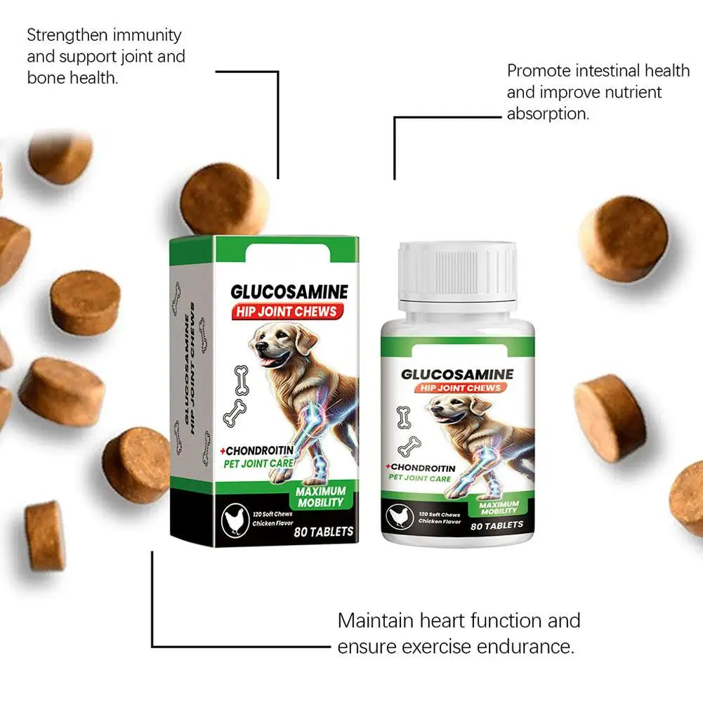 80 Tablets Pet Joint Care Soft Chews Supplement Glucosamine Pet Joint