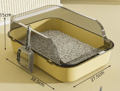 Semi-Enclosed Cat Litter Box Splashproof Kitten Toilet Tray