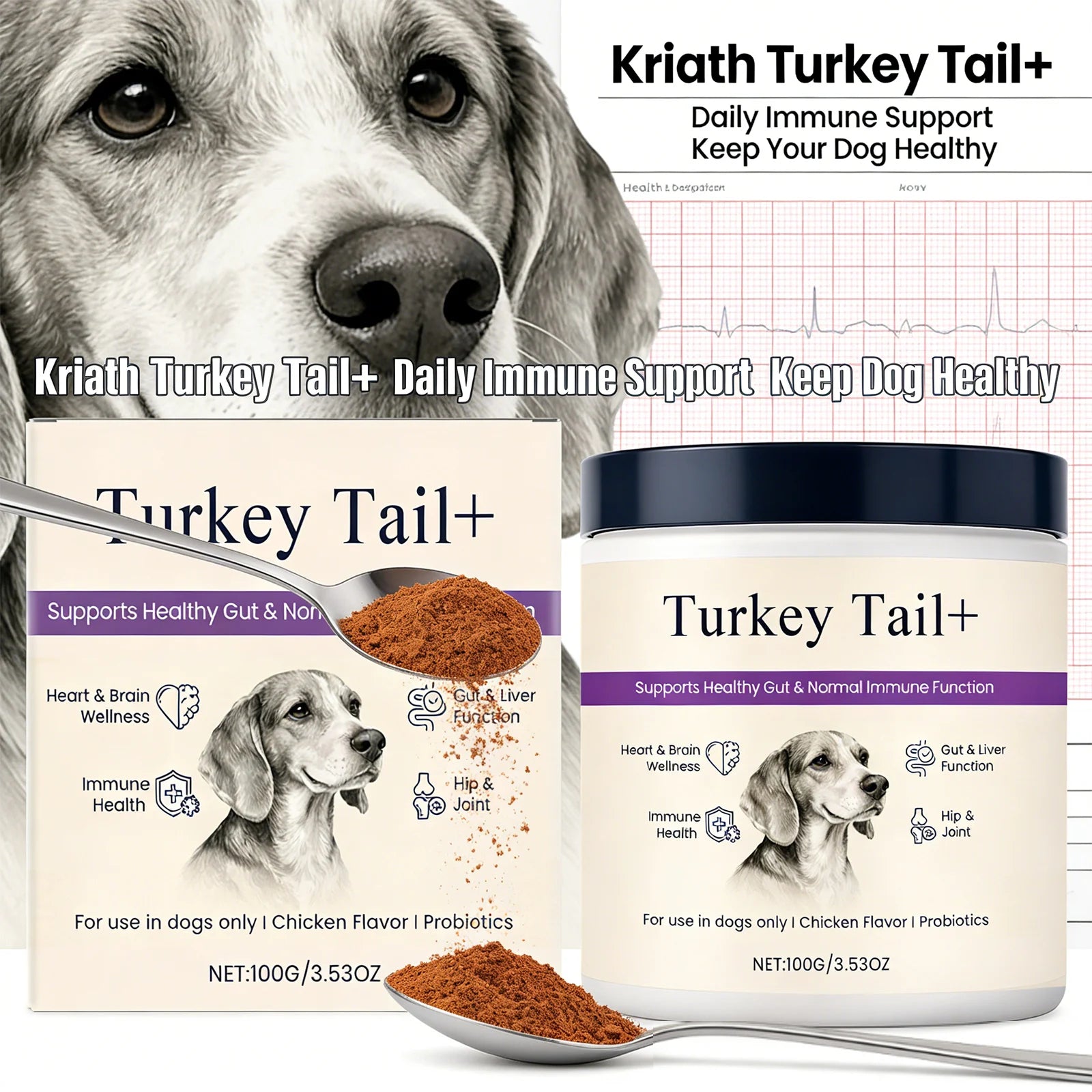 Kriath Pet Nutrition Powder Support Heart Health Promoting Intestinal Digestion