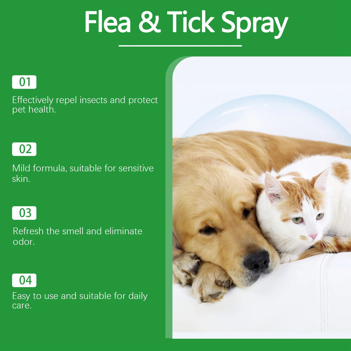 YEGBONG Flea Tick Spray Effective Insect Repellent Eliminate Odor Long Lasting