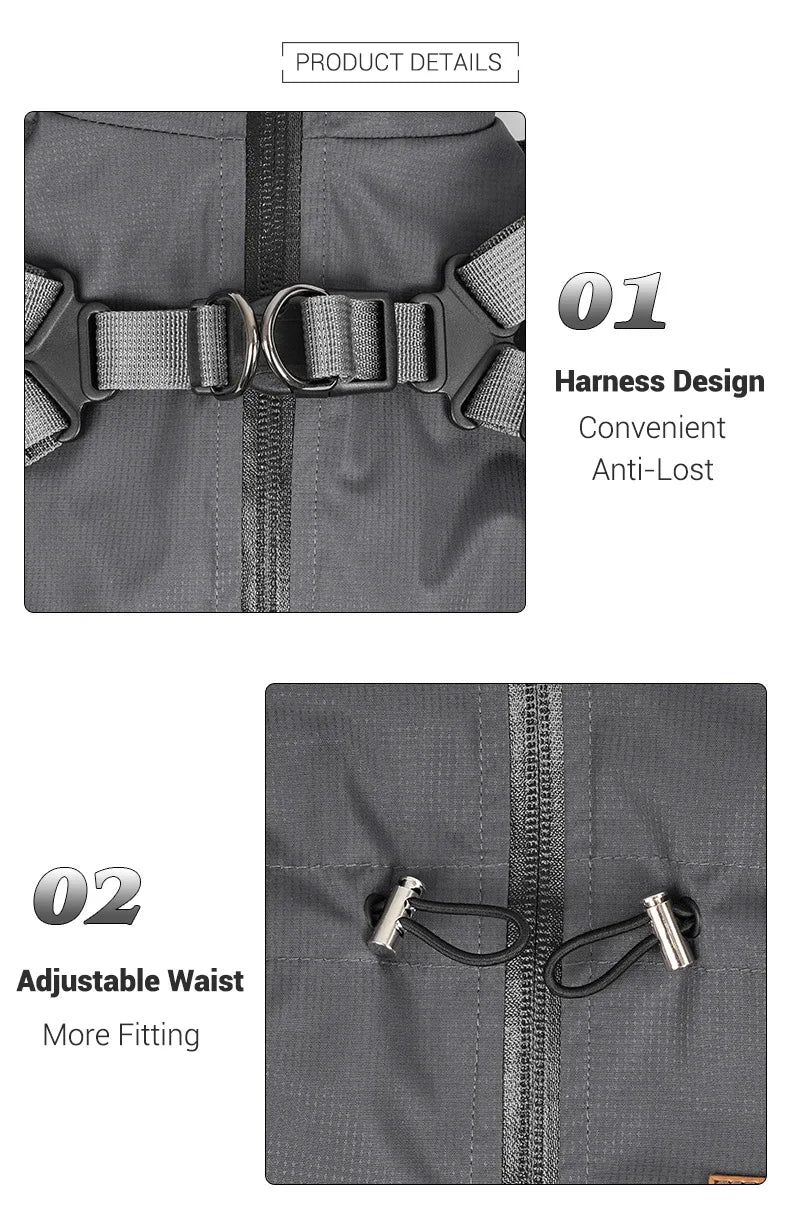 Dog Raincoat with Harness Waterproof Pet Rain Jacket for Small Dogs