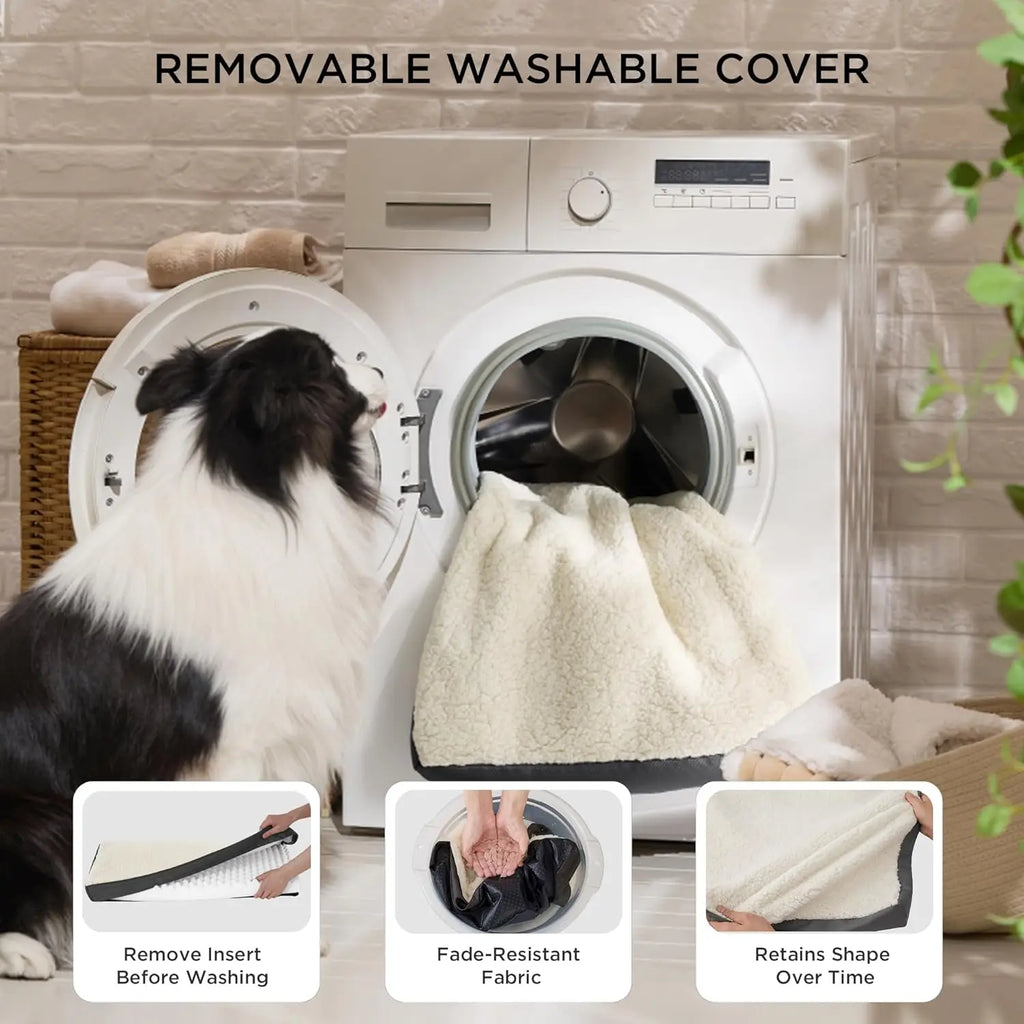 XL Dog Beds Large Sized Dog -Comfy Flat Extra Large Pet Beds with Removable Washable Cover, Orthopedic Egg Crate Foam Mat