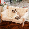 Elevated pet sofa bed, solid wood pet lounge chair, suitable for both cats and dogs.