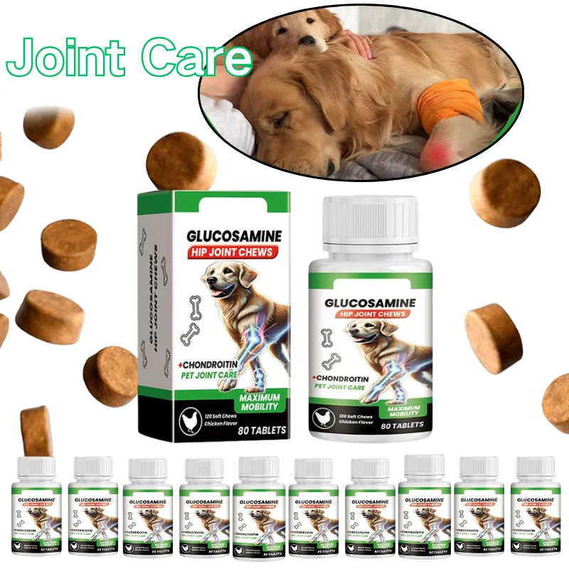 80 Tablets Pet Joint Care Soft Chews Supplement Glucosamine Pet Joint