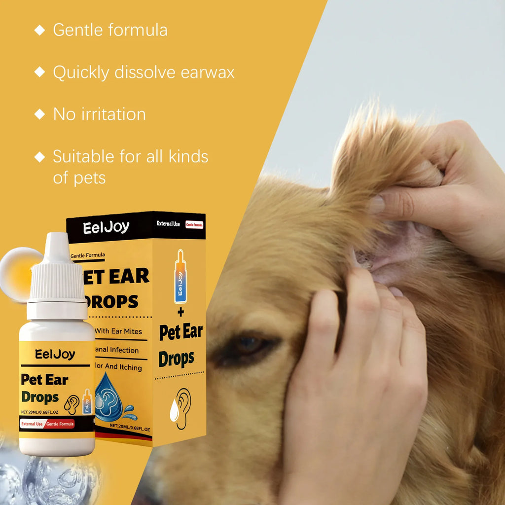 EelJoy Pet Ear Drops for Dog Cat Anti Itch Anti Mite Soothing Skin Moisturizing