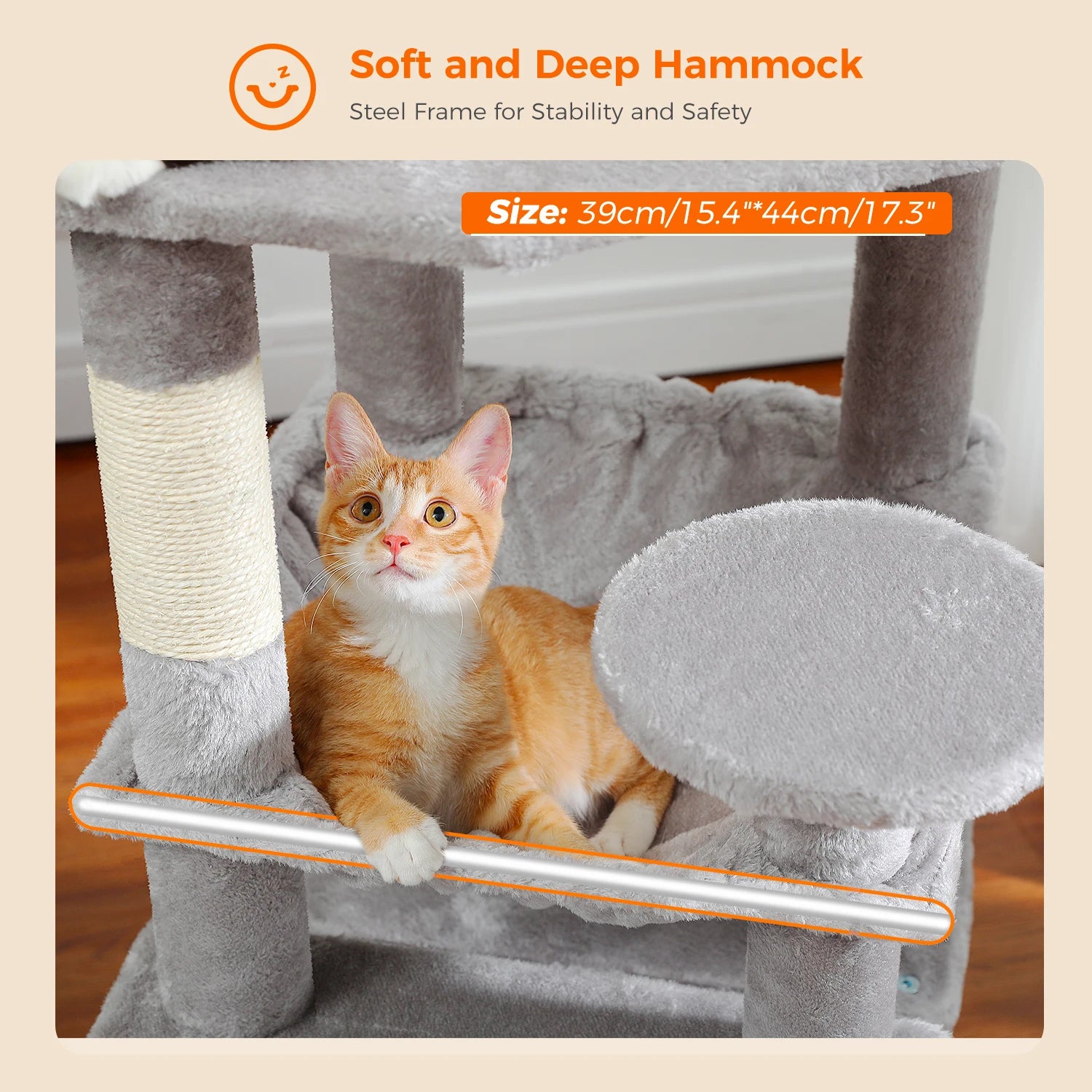 Large Cat Tree and Tower for Indoor Cats With Sisal-Covered Scratching Posts