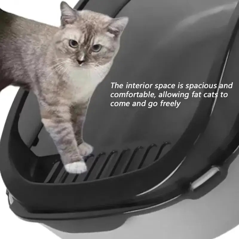 Semi-Enclosed Cat Litter Box Splashproof Kitten Toilet Tray