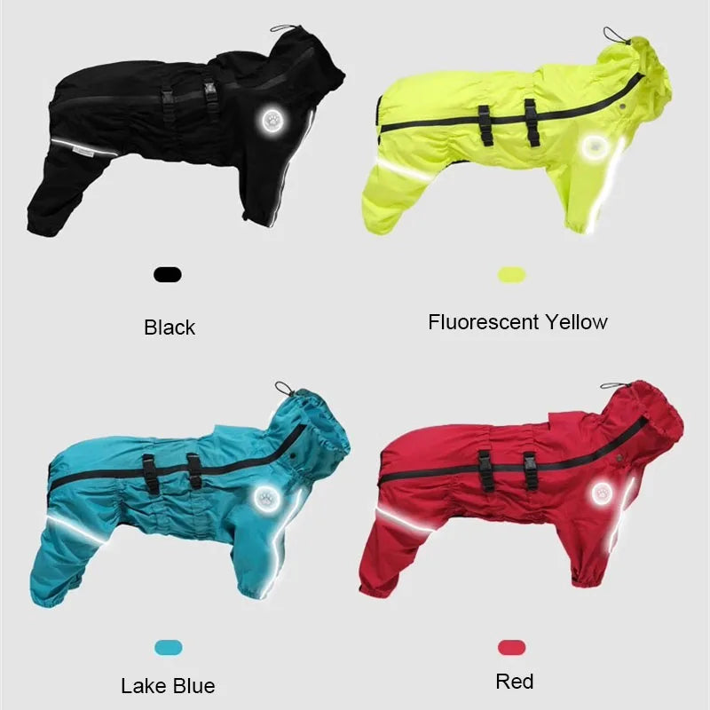 Waterproof Pet Dog Jacket Reflective Rain Dog Coat Red Dog Jumpsuits