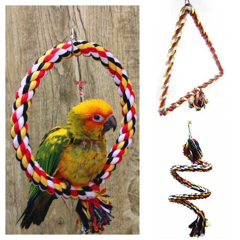 Parrot Rope Hanging Braided Budgie Chew Rope Bird Cage