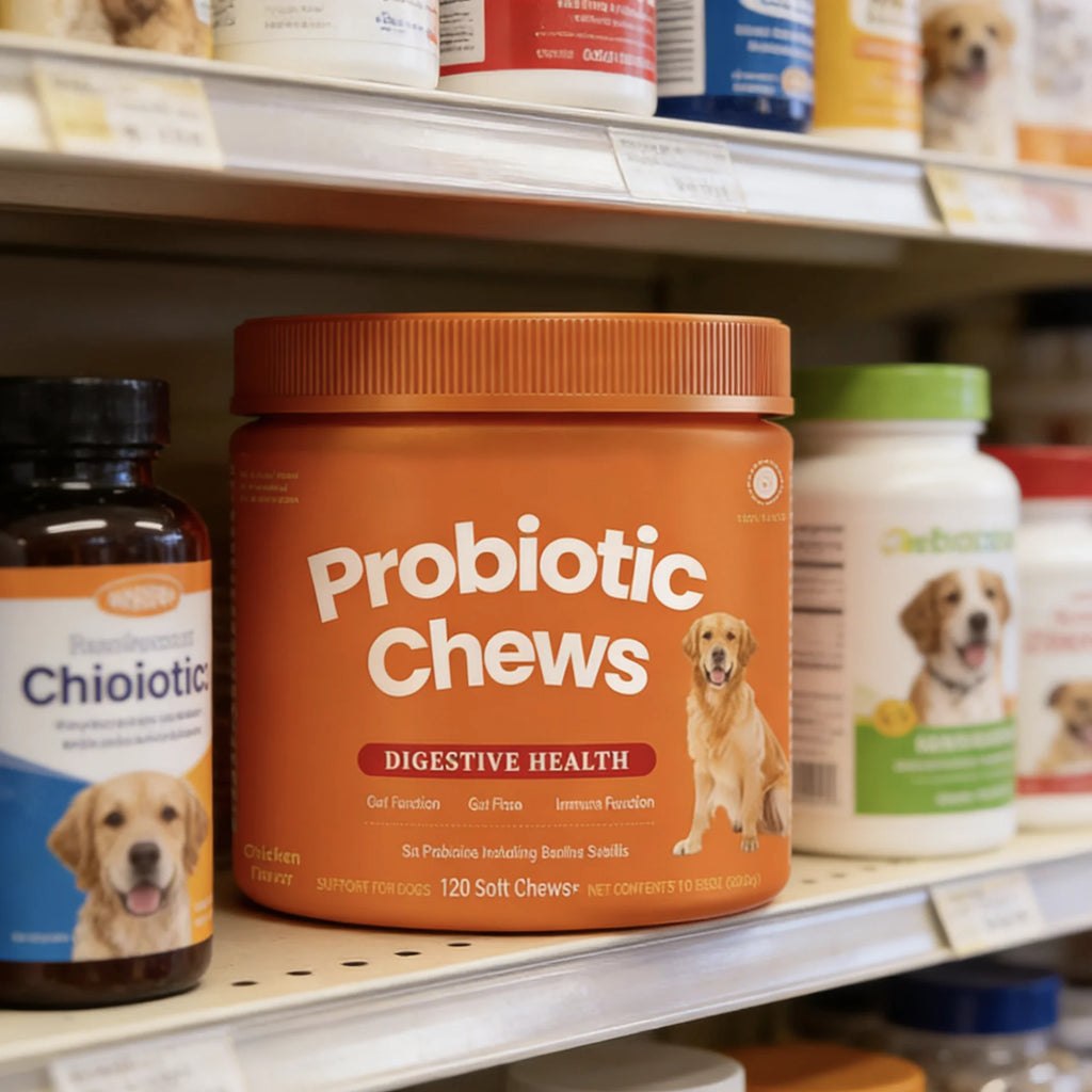 Dog Probiotic Chews  Digestive Health Support Chicken Flavor 120 Count Soft Chews
