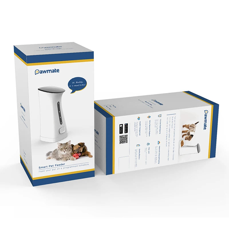 7.5L Dog Food Dispenser With Night Vision And 2-Way Audio 720P HD Wifi Camera Voice Recorder Automatic Cat Feeder