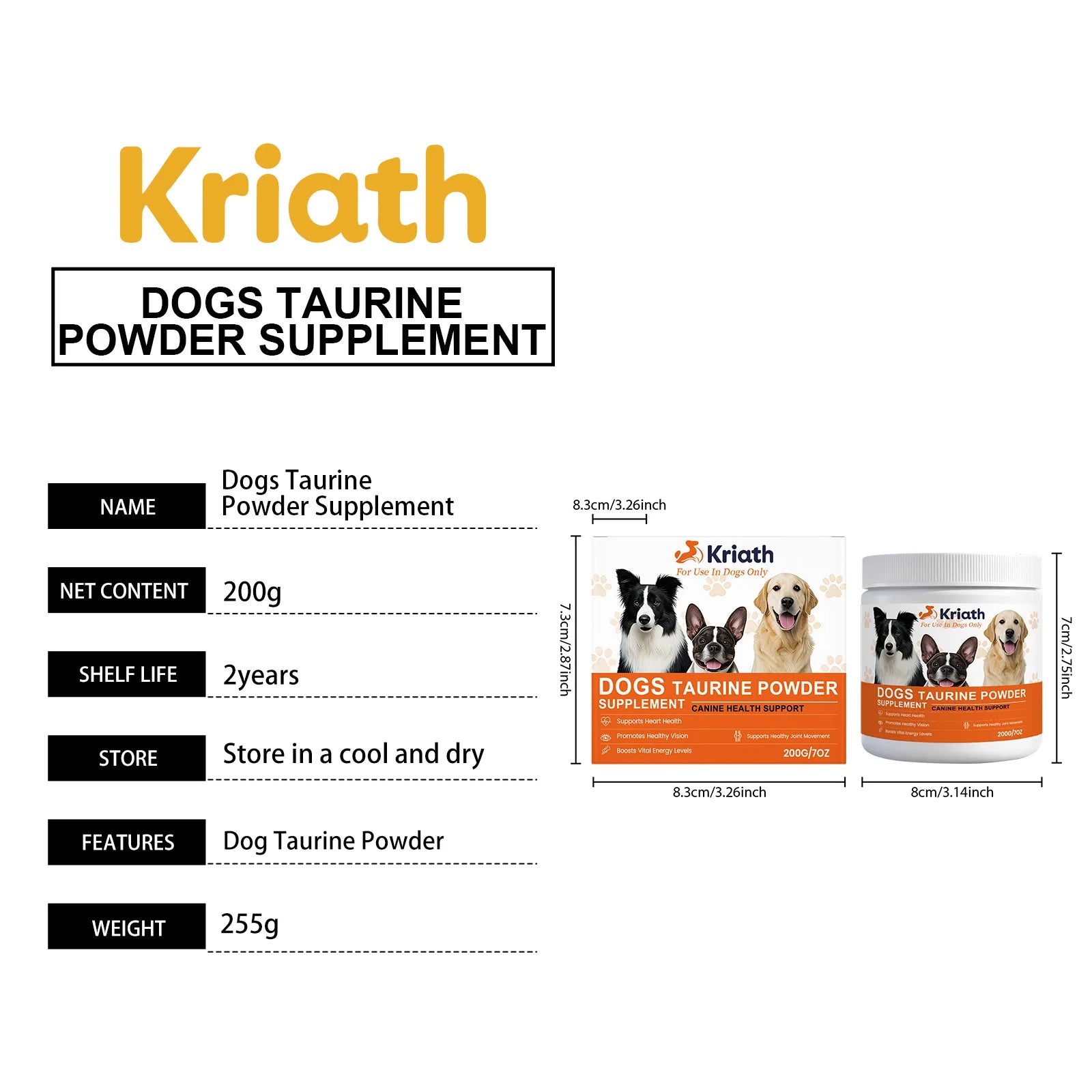 Dogs Taurine Powder Support Heart Health Boosts Vital Energy Levels