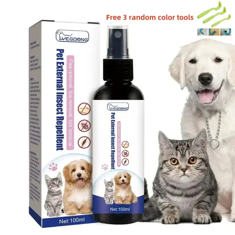 Pet Flea Removing Spray for Cats and Dogs Skin Cleaning for Pets External Lice Repelling