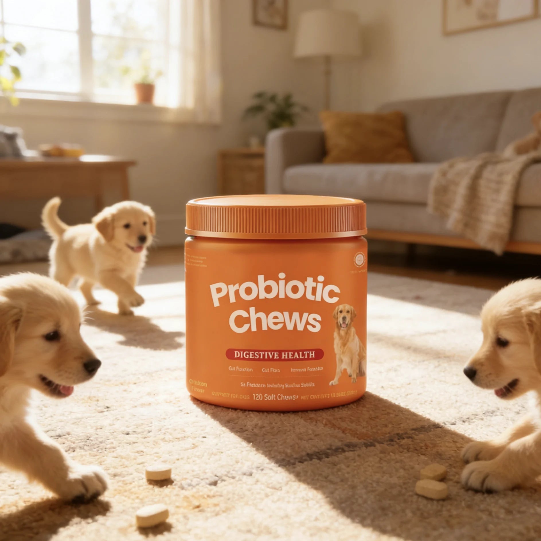 Dog Probiotic Chews  Digestive Health Support Chicken Flavor 120 Count Soft Chews