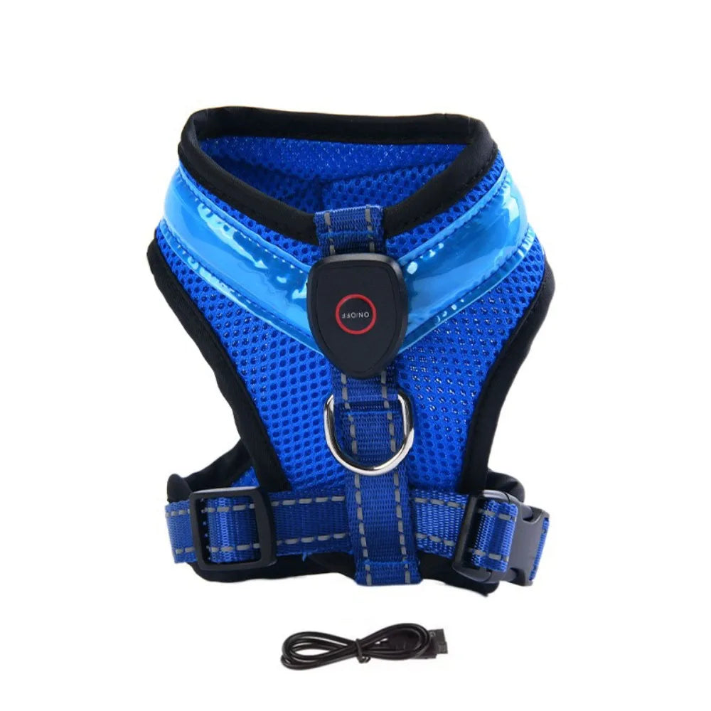 Pet Dog Supplies Luminous Pet LED Harness Rechargeable Breathable