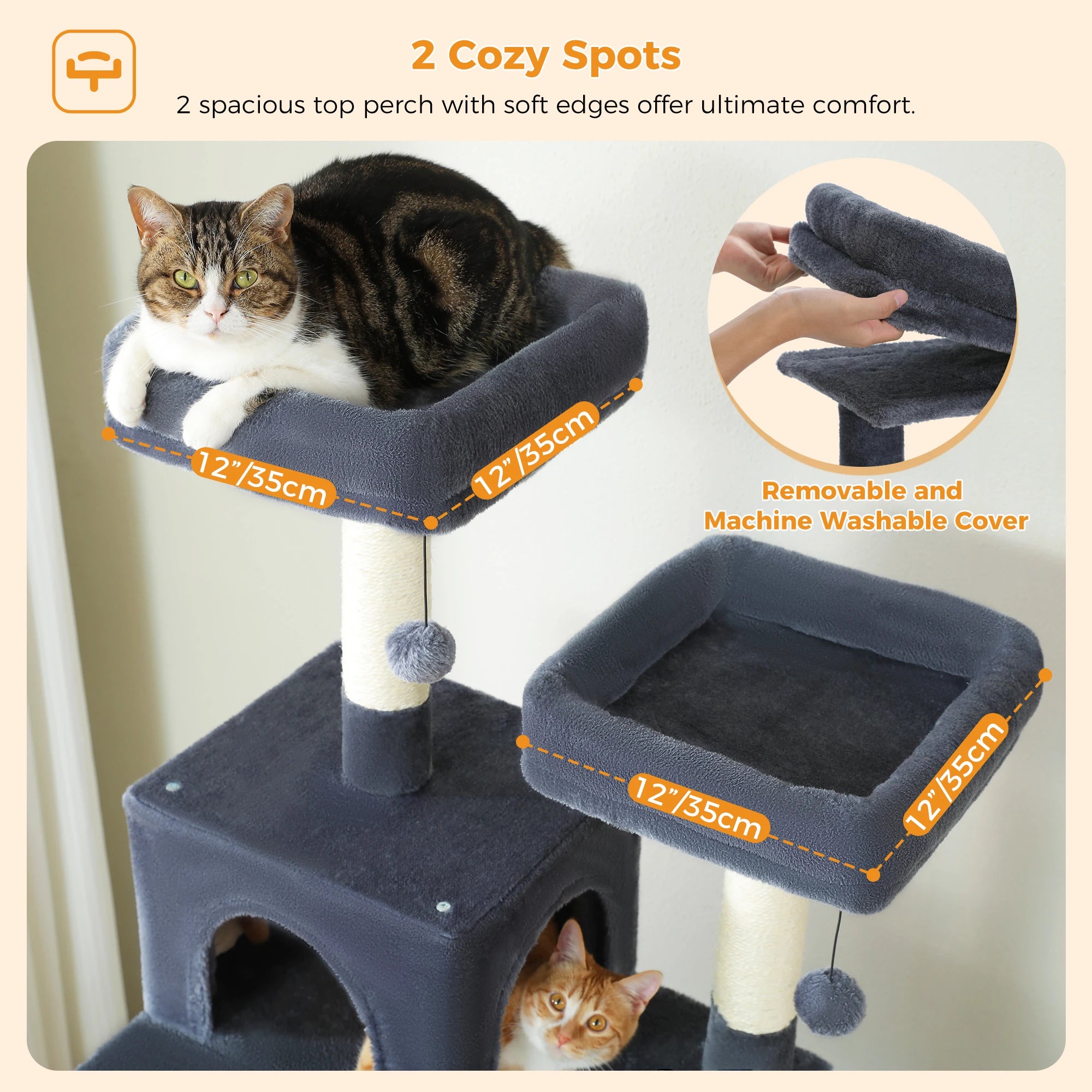 Large Cat Tree and Tower for Indoor Cats With Sisal-Covered Scratching Posts