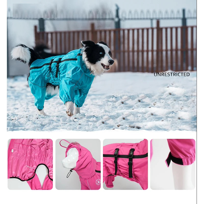 Waterproof Pet Dog Jacket Reflective Rain Dog Coat Red Dog Jumpsuits