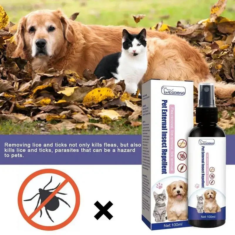 Pet Flea Removing Spray for Cats and Dogs Skin Cleaning for Pets External Lice Repelling