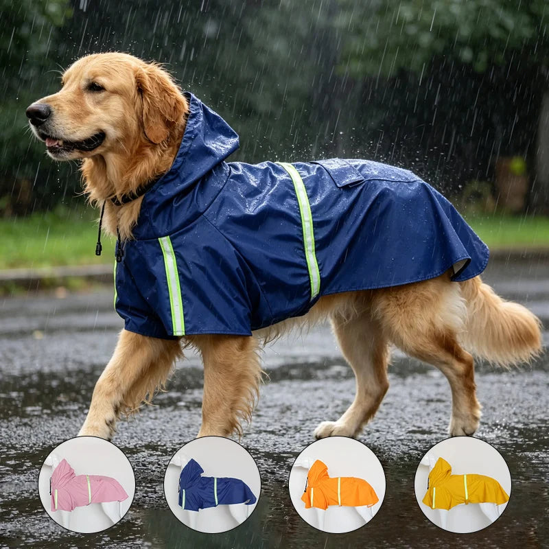 Large Dog Raincoat Corgi Cloak Style Puppy Waterproof Dog Clothes Reflective