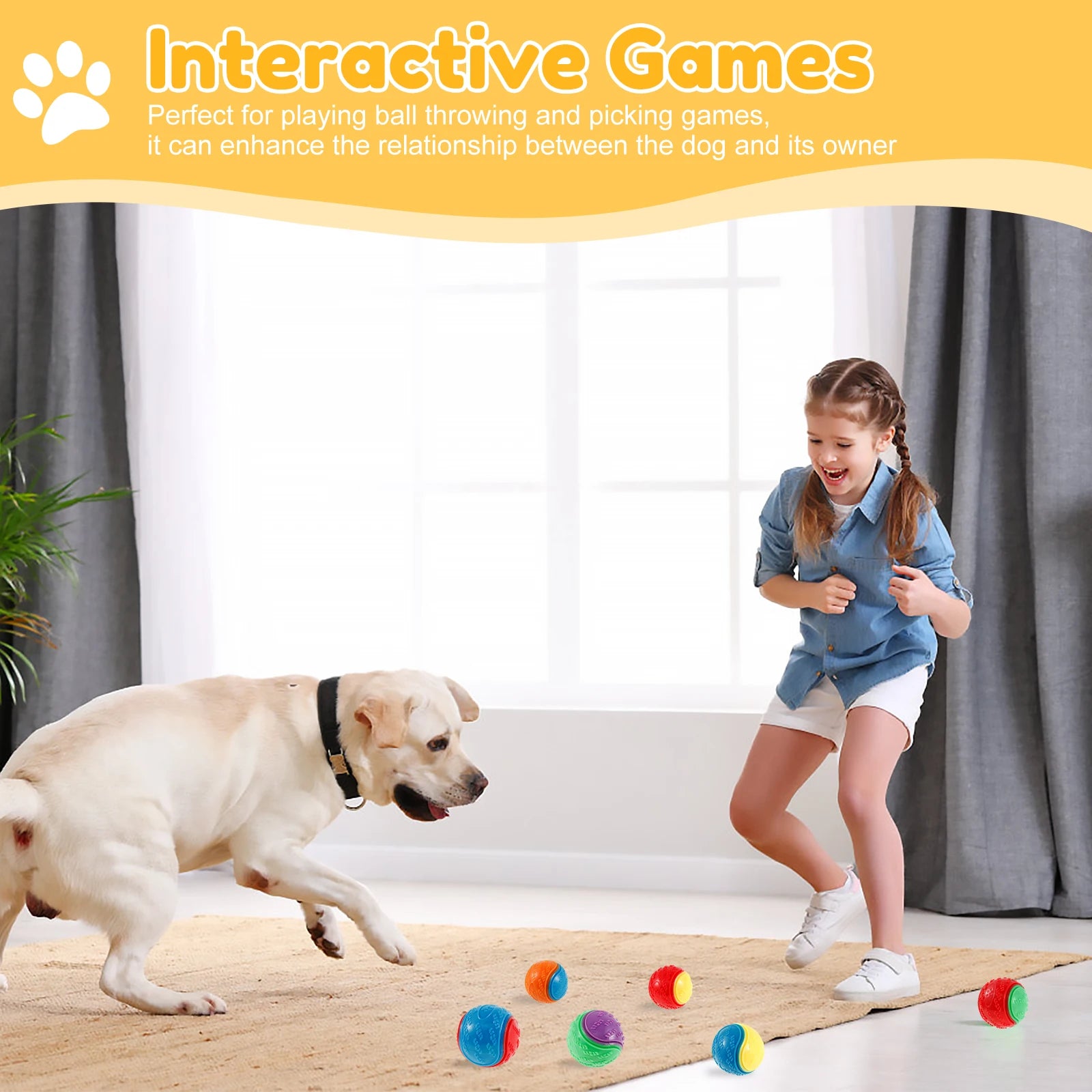 6Pcs Squeaky Balls Toys Dogs Interactive Toys TPR Dog Chew Toy for Dog