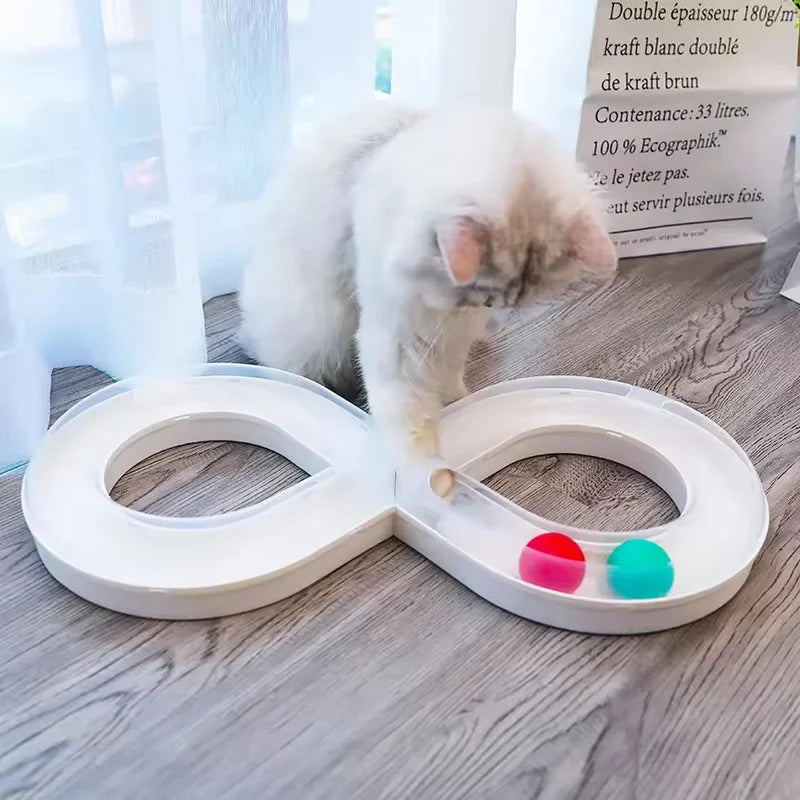 Cat Toy Self Entertaining Track Ball with Spinner Disk Interactive