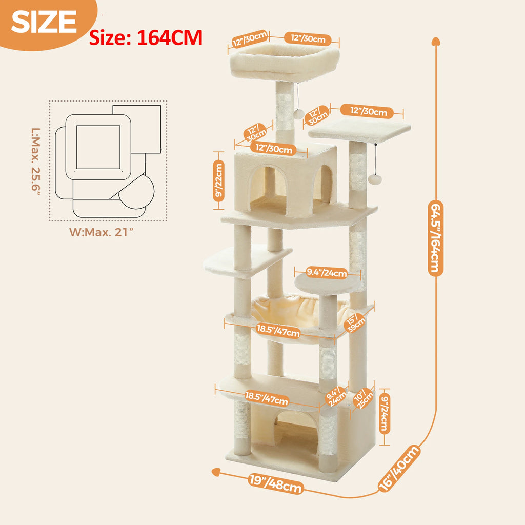 Large Cat Tree and Tower for Indoor Cats With Sisal-Covered Scratching Posts