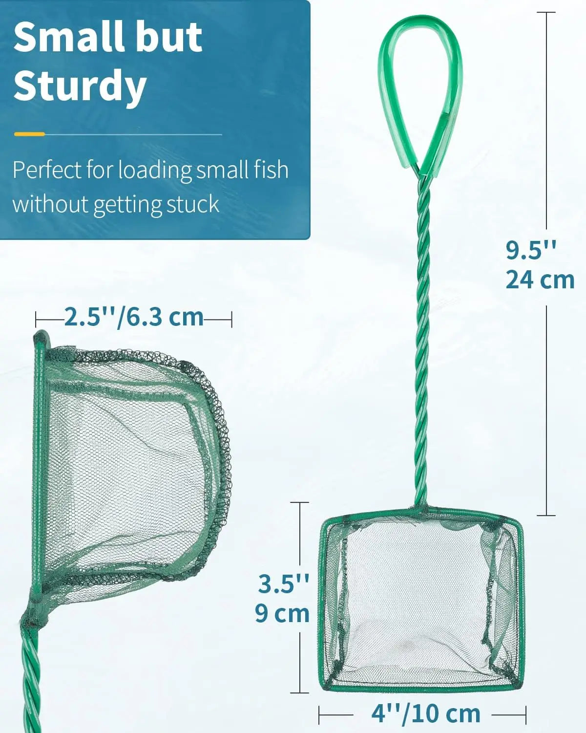 Pawfly Aquarium Fish Net – Square Fine Mesh with Braided Metal Handle for Tanks, Koi Ponds & Pool Cleaning